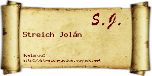 Streich Jolán névjegykártya