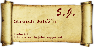 Streich Jolán névjegykártya