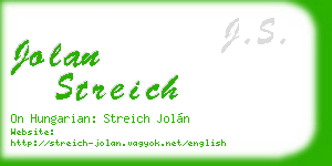 jolan streich business card
